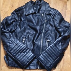 Art Class, Boys Black Faux Leather Motorcycle Jacket Size Small